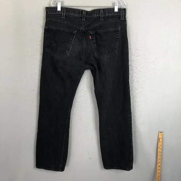 VTG Levis 501 Jeans Mens 38x32 Black FadedButton Fly Straight Leg Y2K Mexico